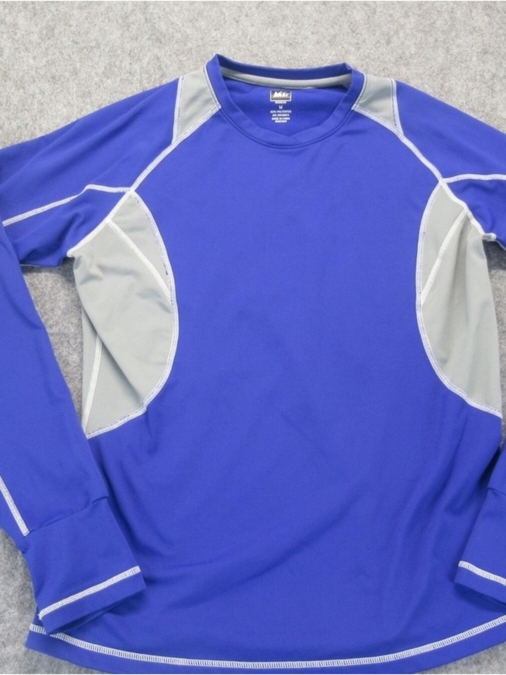REI Royal Blue Crewneck Sweater with Light Gray Panels